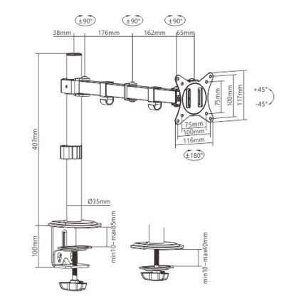 Soporte brazo para monitor hasta 32"