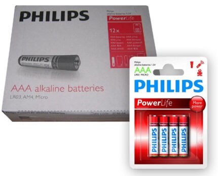 Pack de 12 blister de Pilas alcalinas Philips AAA X 4 unidades