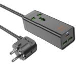 Hoco Ac9a Cargador/zapatilla Schuko C/1 Universal 1 Usb-c/2 Usb-a Black 30w