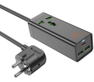 Hoco Ac9a Cargador/zapatilla Schuko C/1 Universal 1 Usb-c/2 Usb-a Black 30w