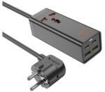Hoco Ac10a Cargador/zapatilla Schuko C/1 Universal 2 Usb-c/2 Usb-a Black 65w