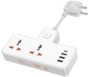 Hoco Ac12a Cargador/zapatilla Schuko C/2 Universal 1 Usb-c/3 Usb-a White 30w