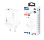 Cargador Inkax USB-A+C GaN 65W blanco