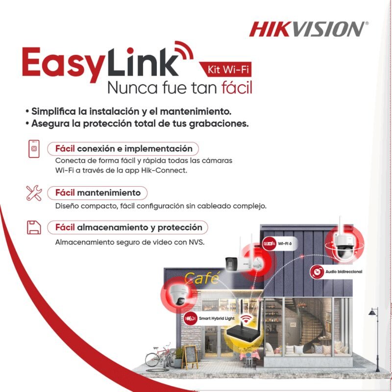 Hikvision Easy Link Wi-Fi Kit NVS + 2 camaras bullet 2MP