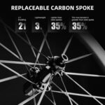 Ruedas Rockbros T700 Rayos de Carbono 55mm