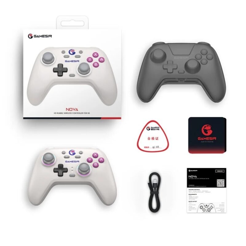 Control GameSir T4 Nova HD Rumble blanco Bluetooth