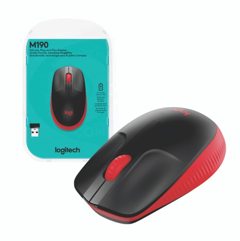 Mouse Logitech M190 Inalámbrico Rojo