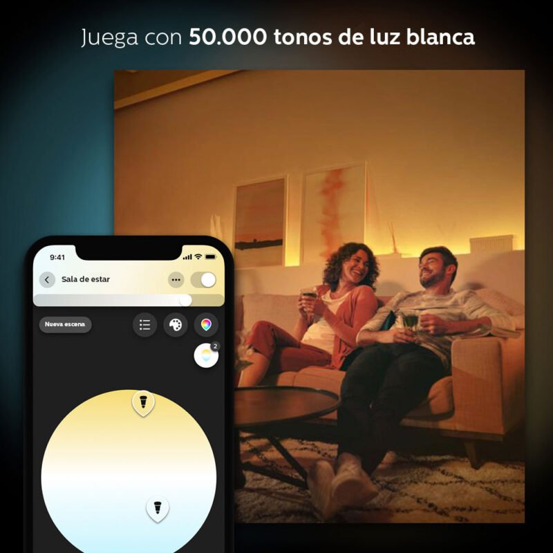 Lámpara Led Inteligente Philips Hue 9W E27 Blanco - Imagen 4