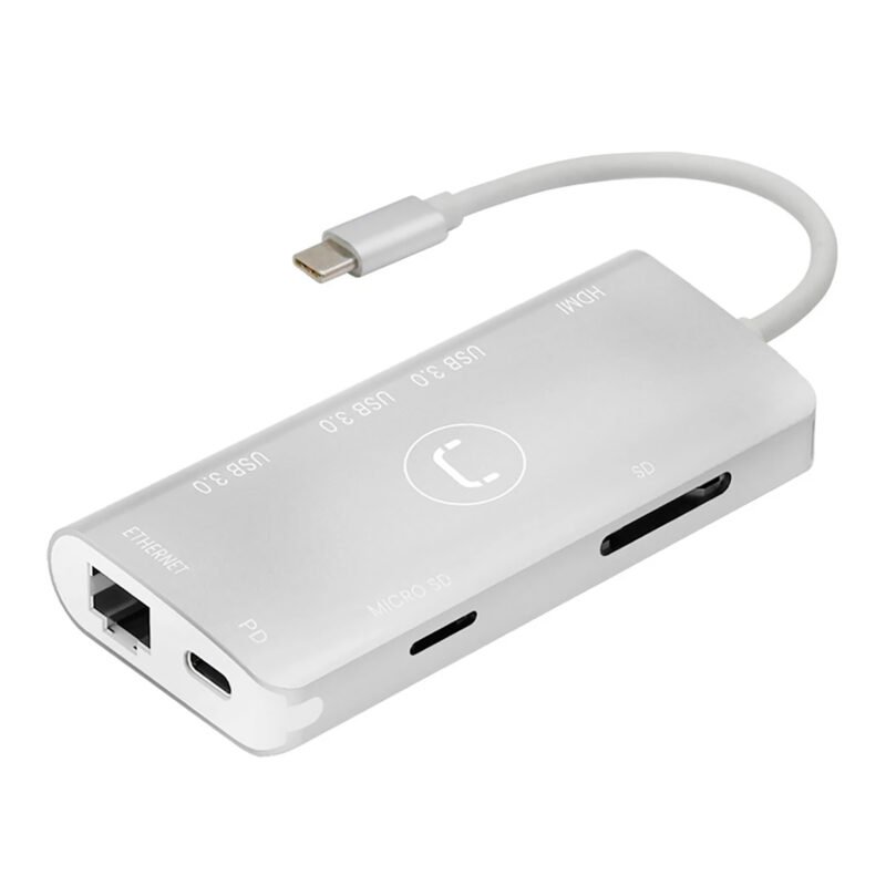 Hub Unno Tipo C  8 En 1 Hdmi Rj45 Pd Usb 3.0 Sd Micro Sd - Imagen 2