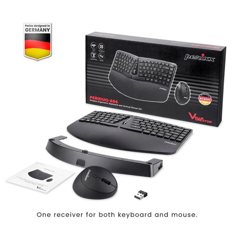 Combo Mouse Y Teclado Ergonómicos Inalámbricos Perixx 606