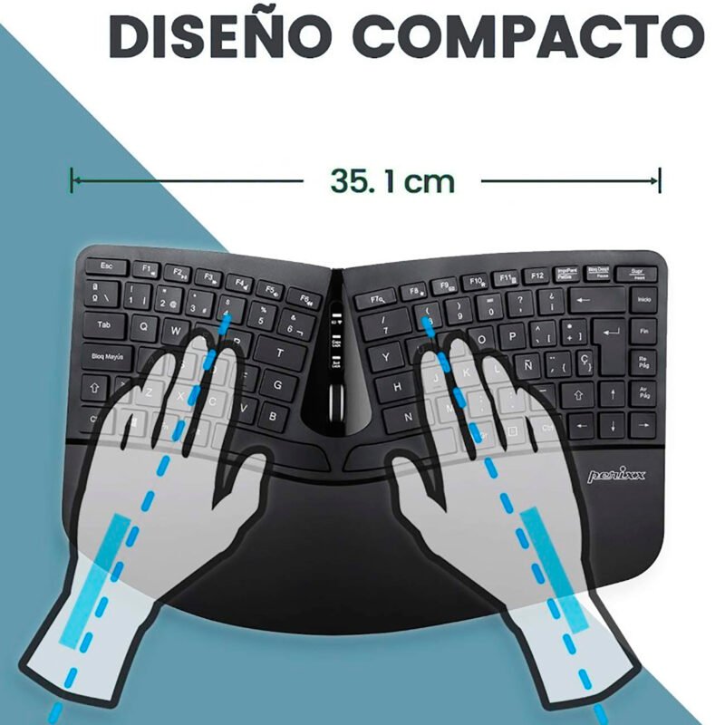 Combo Mouse Y Teclado Ergonómicos Inalámbricos Perixx 606 - Imagen 5
