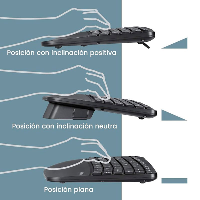 Combo Mouse Y Teclado Ergonómicos Inalámbricos Perixx 606 - Imagen 4
