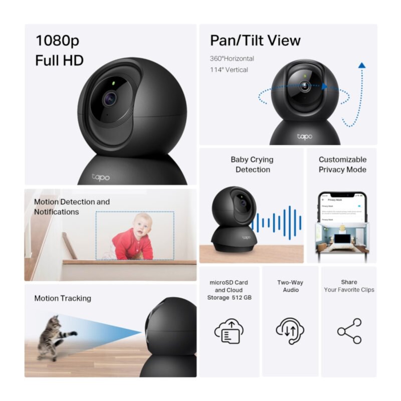 Cámara De Seguridad Tp-Link Tapo C201 Interior Visión Nocturna 1080p 360° - Imagen 2