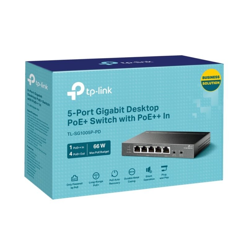 Switch TP-LINK TL-SG1005P-PD | 5 Puertos Gigabit (1 Puerto PoE++, 4 Puertos PoE+) - Imagen 7