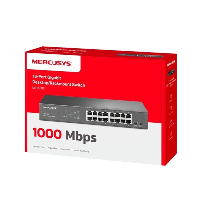 Switch MERCUSYS MS116GS | 16 puertos RJ45