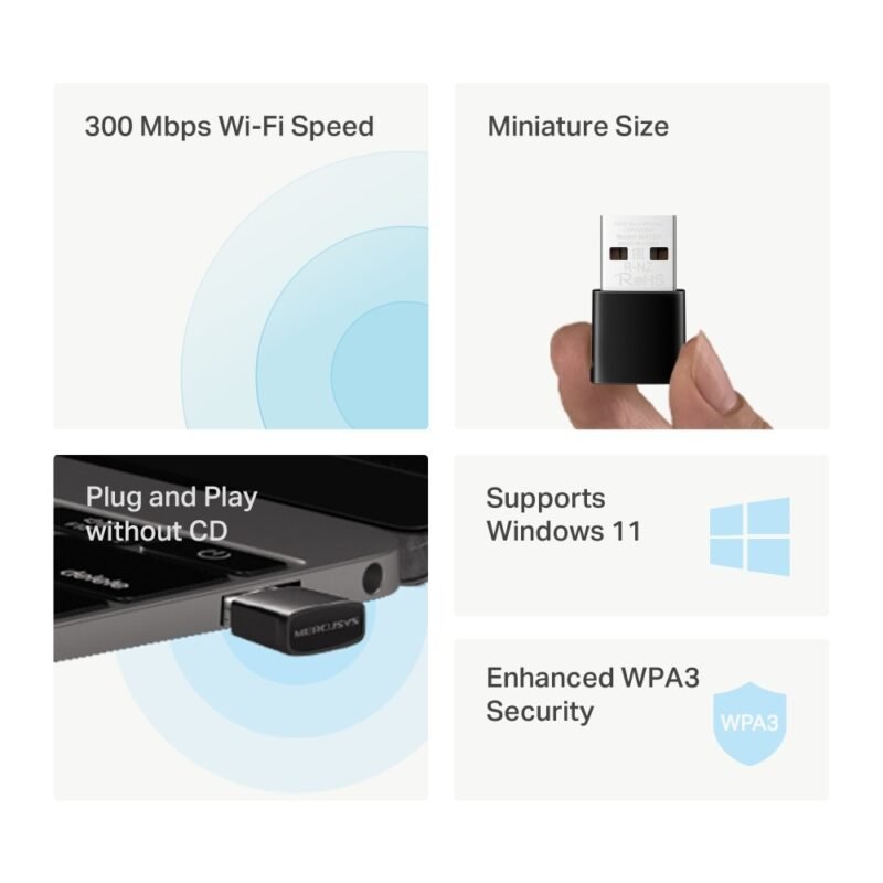 Adaptador Nano USB MERCUSYS MA20N | AC650, WiFi - Imagen 8