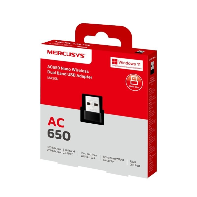 Adaptador Nano USB MERCUSYS MA20N | AC650, WiFi - Imagen 18