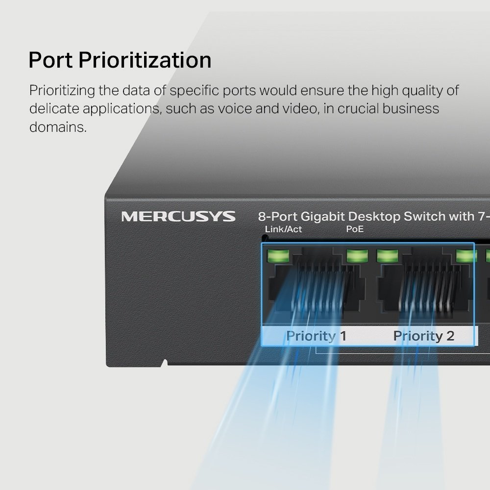 Switch MERCUSYS MS108GP | 8 Puertos Gigabit (7 Puertos PoE+ af/at) - Imagen 7
