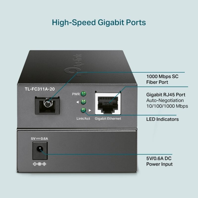 Convertidor de medios Monomodo TP-LINK TL-FC311A-20 | SC Gigabit, Ethernet Gigabit, WDM - Imagen 4
