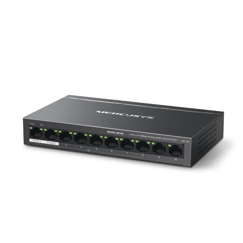 Switch MERCUSYS MS110P | 10 Puertos RJ45 10/100 (8 Puertos PoE af/at) - Imagen 2