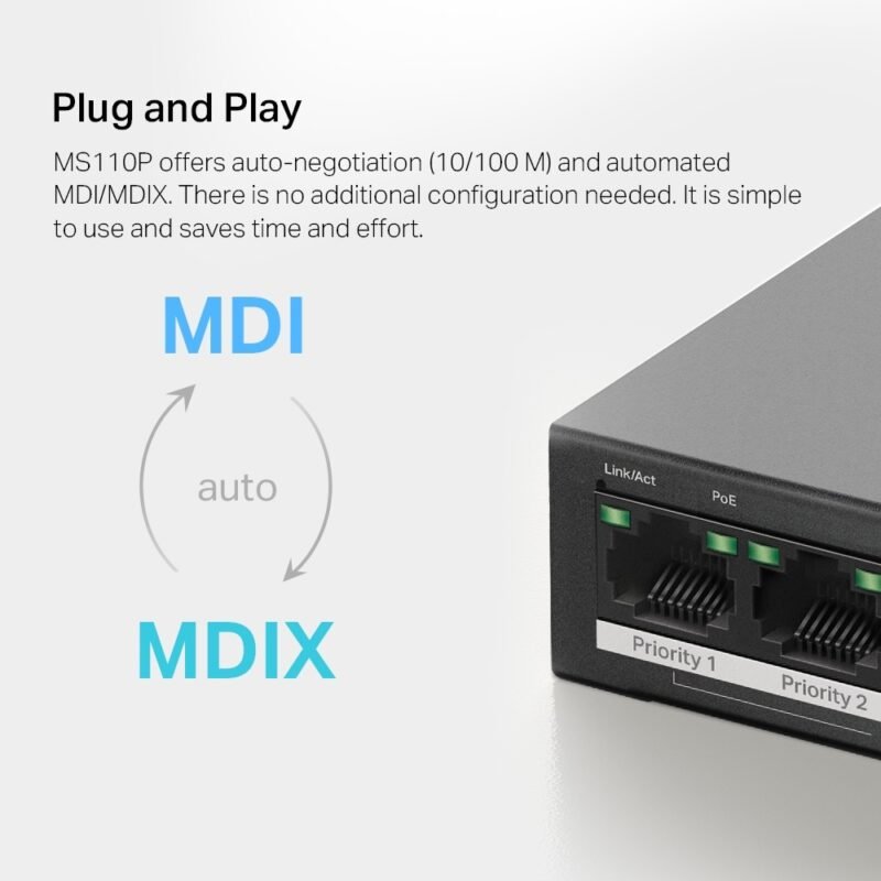 Switch MERCUSYS MS110P | 10 Puertos RJ45 10/100 (8 Puertos PoE af/at) - Imagen 7