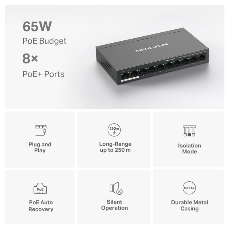Switch MERCUSYS MS110P | 10 Puertos RJ45 10/100 (8 Puertos PoE af/at) - Imagen 10