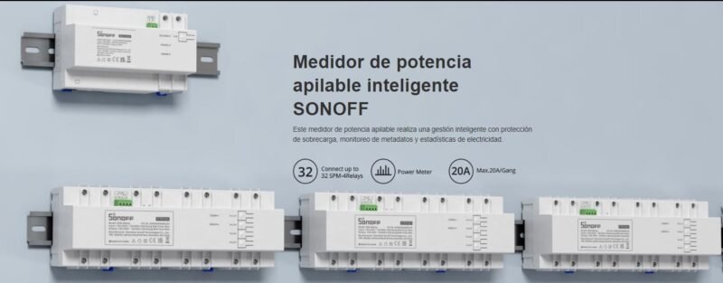 Medidor de Potencia Inteligente Sonoff SPM-4Relays | Apilable, 20A - Imagen 5