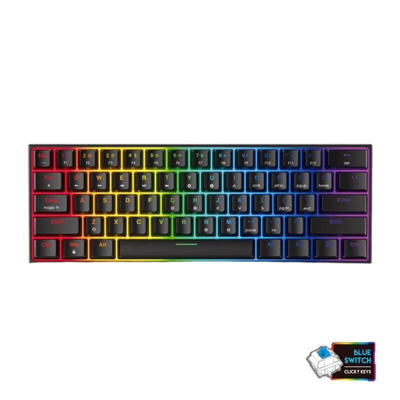 Teclado Gamer Mecánico USB FANTECH MAXFIT61 MK-857 | Reducido, RGB, Blue Switch