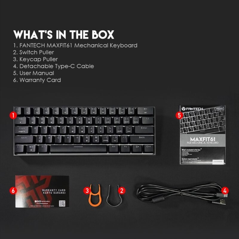 Teclado Gamer Mecánico USB FANTECH MAXFIT61 MK-857 | Reducido, RGB, Blue Switch - Imagen 3