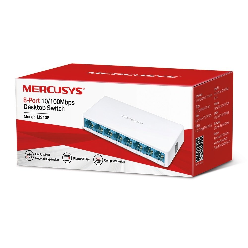 Switch MERCUSYS MS108 | 8 Puertos RJ45 10/100