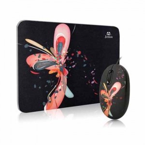 Combo Mouse + Mouse Pad JETION JT-DMS046 | Diseño Mariposa Negro