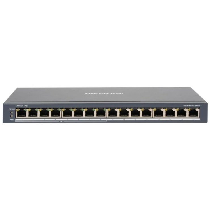 Switch PoE Hikvision 16 puertos gigabit 110W
