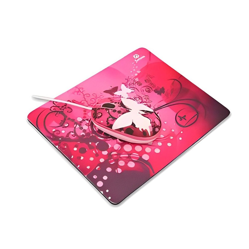 Combo Mouse + Mouse Pad JETION JT-DMS046 | Diseño Mariposa Rosado - Imagen 3