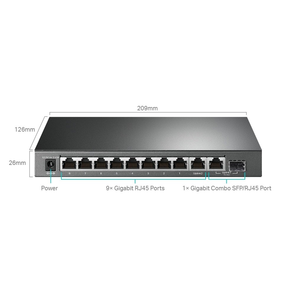 Switch TP-LINK TL-SG1210MPE | 9 Puertos Gigabit (1 Puerto SFP Gigabit, 8 Puertos PoE) - Imagen 4