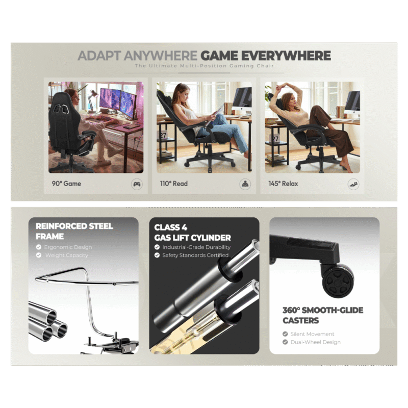 Silla Gamer Shot Gaming SHOT-LS6658-B | Soporte ergonómico - Imagen 6