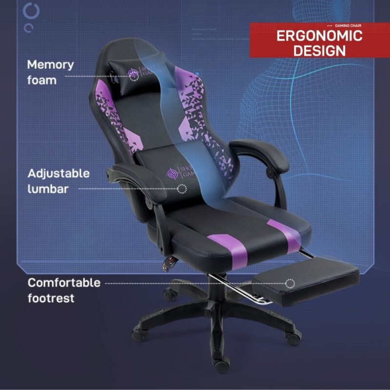 Silla Gamer Shot Gaming SHOT-D1141-PB | Soporte ergonómico - Imagen 3