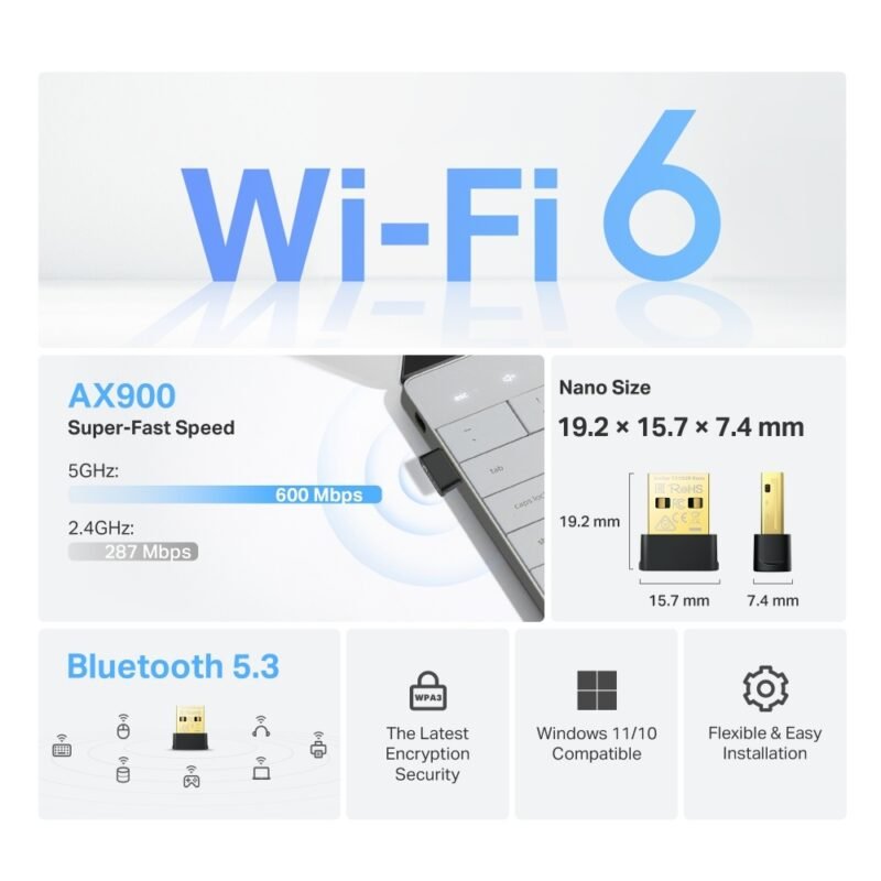 Adaptador Nano USB TP-LINK Archer TX10UB | AX900, Bluetooth 5.3 - Imagen 13