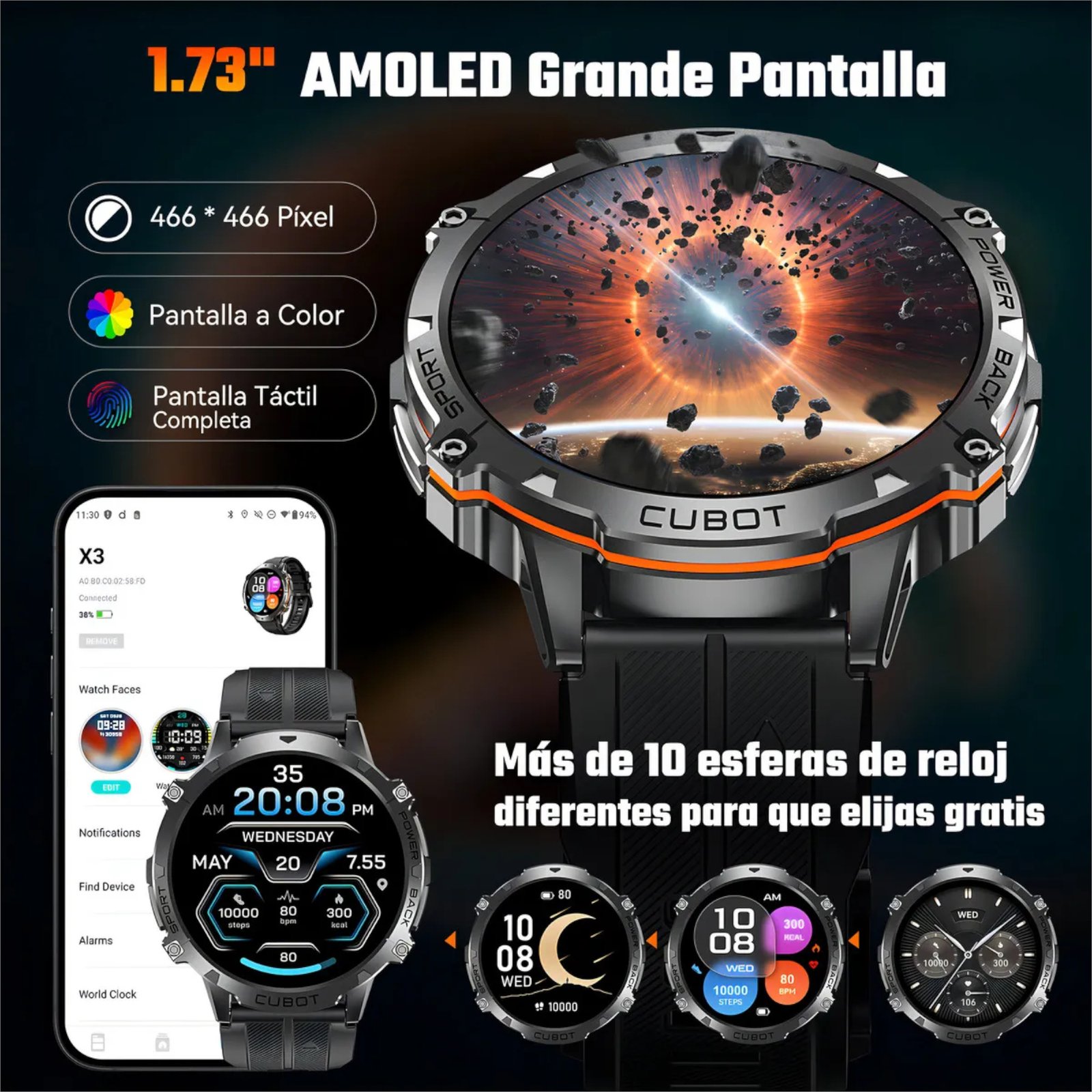 Reloj Inteligente Cubot X3 1atm 1,73" Bluetooth - Imagen 6