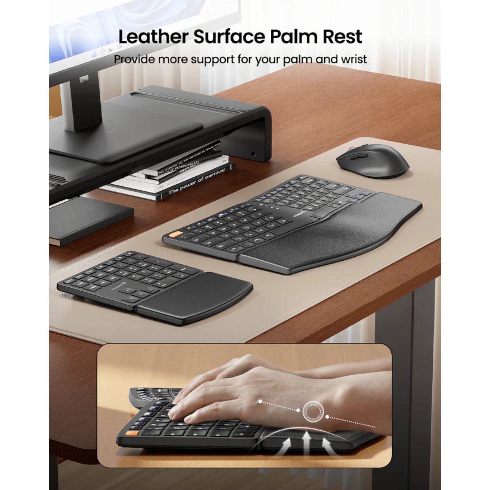 Combo Mouse y Teclado Español Ergonómico Inalámbrico 3en1 ProtoArc Ekm04 - Imagen 3