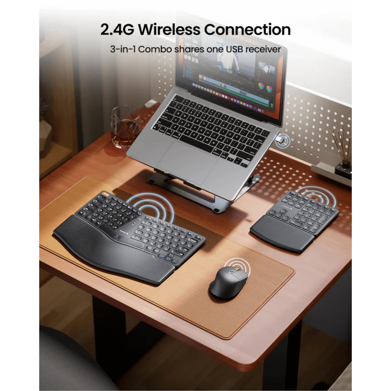 Combo Mouse y Teclado Español Ergonómico Inalámbrico 3en1 ProtoArc Ekm04