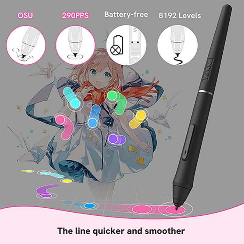 Tableta Digitalizadora Veikk Vk430 Ambidiestro 4x3 5080lpi - Imagen 3