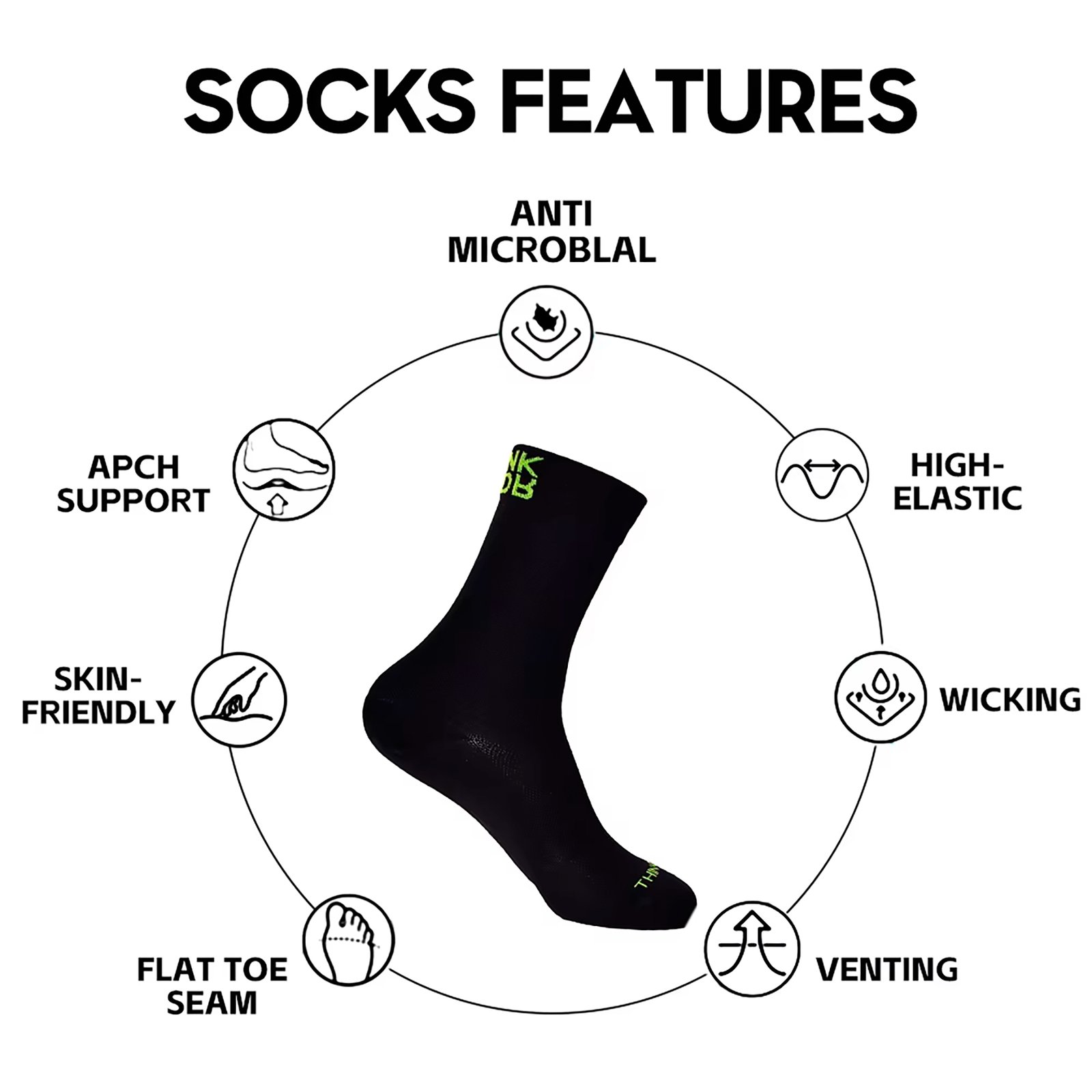 Medias Para Ciclismo Thinkrider Respirables Arco Y Talón Reforzados - Imagen 6