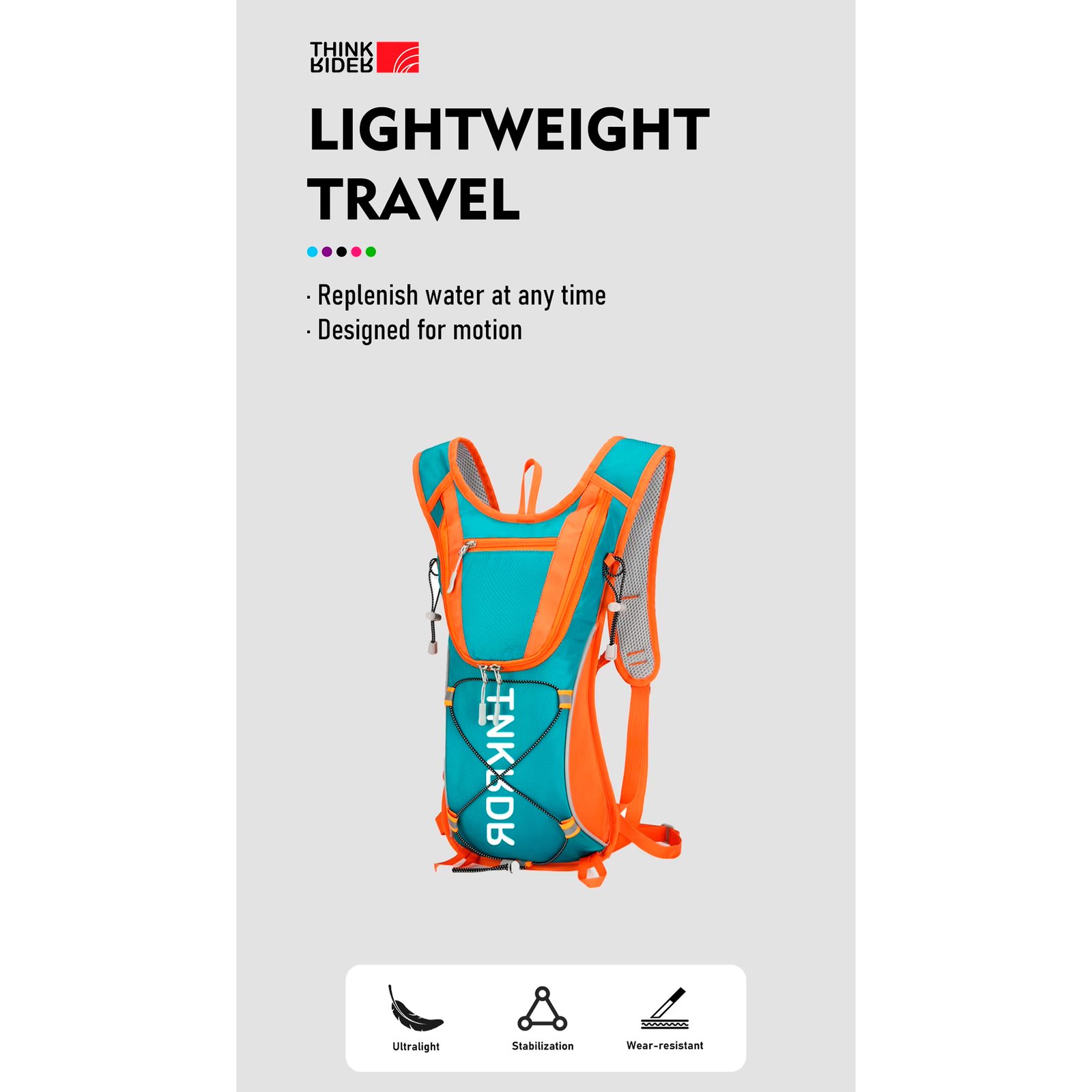 Mochila De Hidratación 1L Thinkrider Repelente Al Agua - Imagen 3