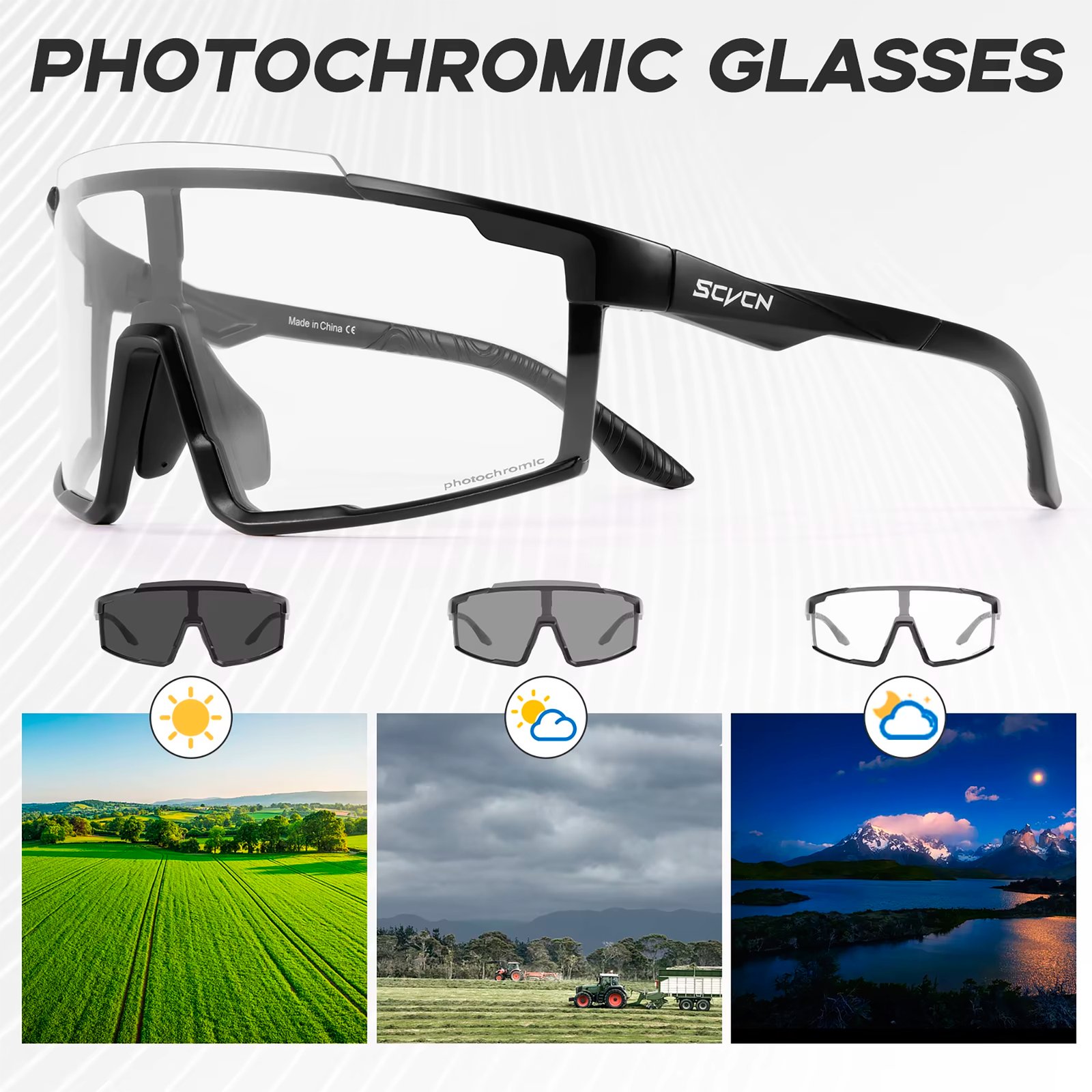 Lentes Deportivos Fotocromáticos Anti-empañamiento Scvcn Uv400 - Imagen 8