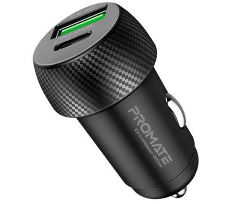 120261.jpg PROMATE DRIVEGEAR-20W CARGADOR MINI P/AUTO USB/USB-C NEGRO - Imagen 1