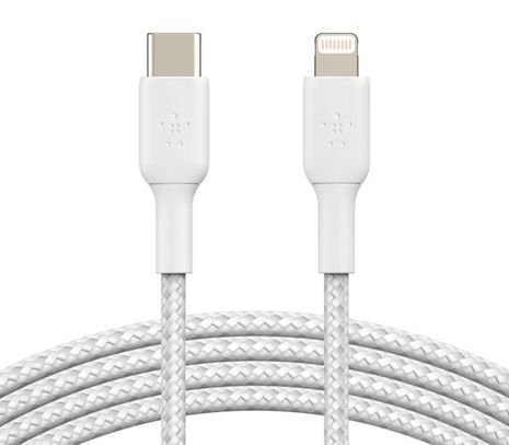 131119.jpg BELKIN CAA004BT1MWH CABLE USB-C A LIGHTNING BRAIDED BLANCO 1M - Imagen 1