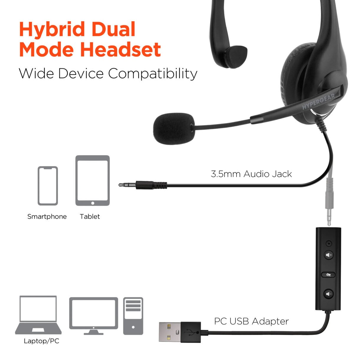 Auriculares Cableados 3,5mm Usb Hypergear V100 Office - Imagen 5