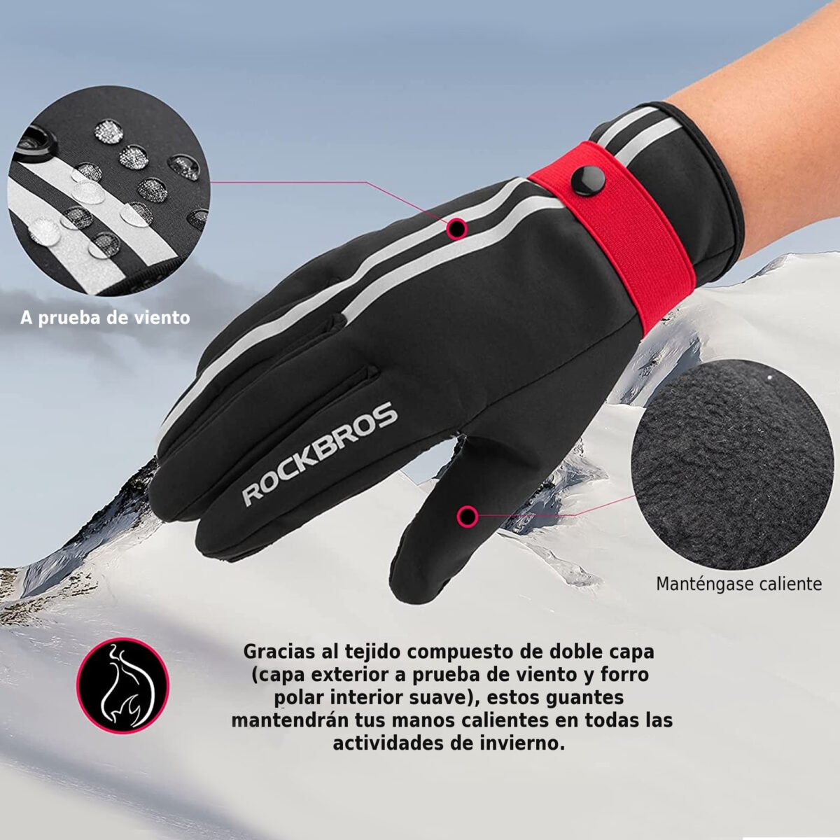 Guantes Térmicos Rockbros 16410777001 Reflectantes S - Imagen 4