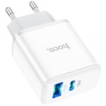 HOCO C105A CARGADOR PARED 1 USB-C/1 USB-A QC3.0 EU 20W WHITE