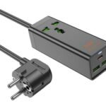 HOCO AC9A CARGADOR/ZAPATILLA SCHUKO C/1 UNIVERSAL 1 USB-C/2 USB-A BLACK 30W